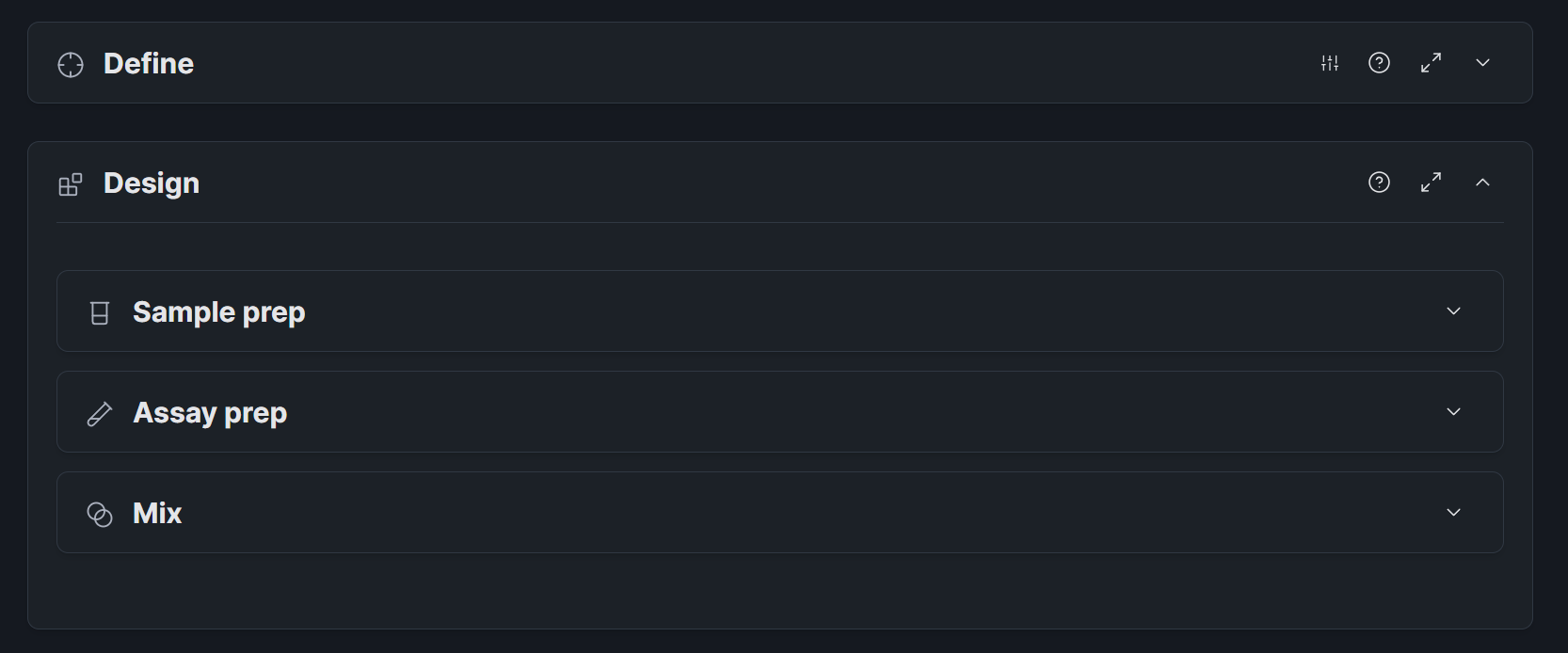 The Research Assistant workflow showing sample definition, assay configuration, and Excel export